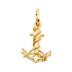 14K Yellow Gold  Anchor Pendant